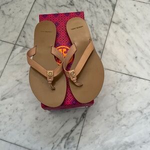 Tory Burch Manon Thong Sandal Calf Leather in Natural Vachetta 7.5